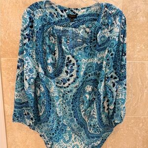 Talbots Teal and Navy Women's Blouse